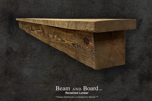 Beam + Board Sawn Cut Mantel